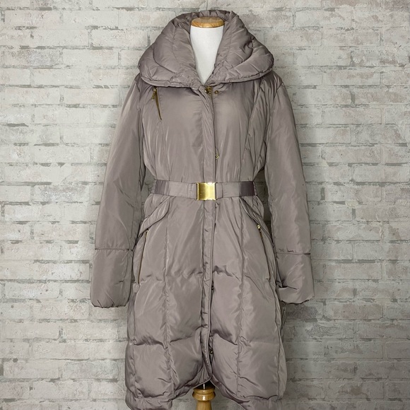 Cole Haan Jackets & Blazers - Cole Haan | NWT Taupe Down Feather Winter Jacket with Belt